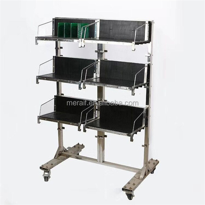 Meraif High Quality Stainless Steel Antistatic Turnove Hanging Basket, SMT PCB Reel Storage Trolley Cart with Hanging Racks